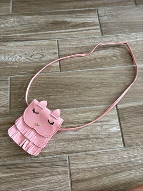 Kids Pink cat  Fringe Crossbody Bag